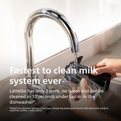 Philips Seria 5500 automatyczny ekspres do kawy – system mleczny LatteGo, 20 gorących i zimnych specjałów kawowych, 40% cichszy dzięki SilentBrew, QuickStart, czarny/szary (EP5544/50)